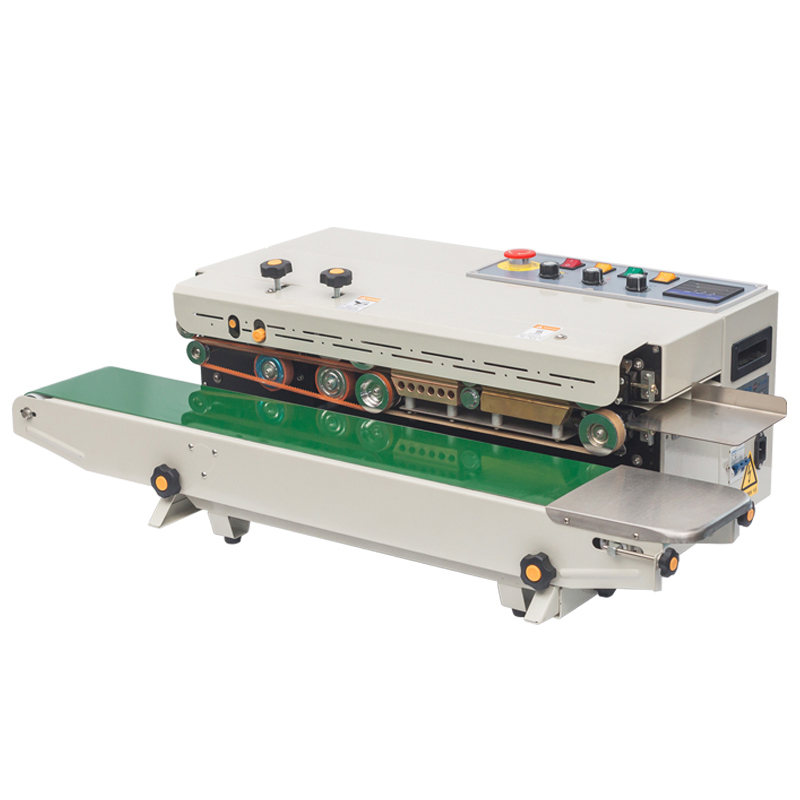 Máy hàn miệng túi liên tục FRD-1000L (phun sơn, có in date, lề 16 cm)